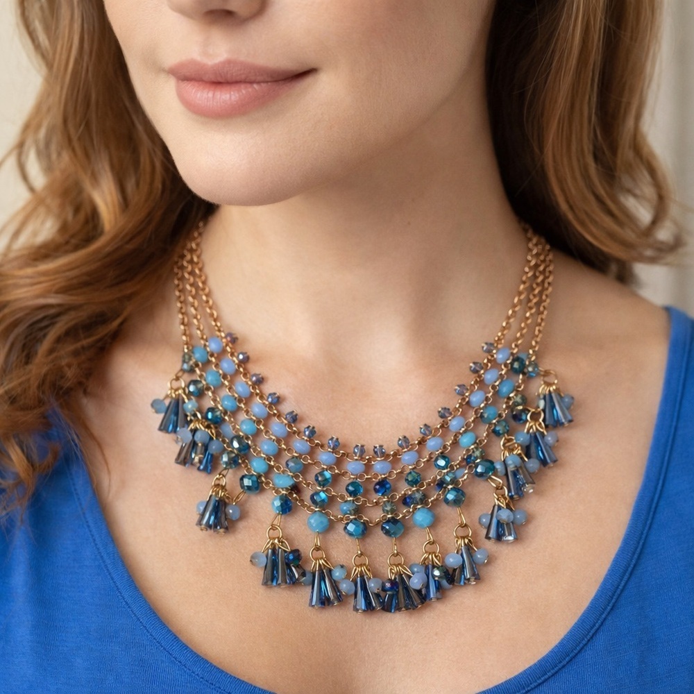 Blue Crystal Necklace!! Crystal earrings included!